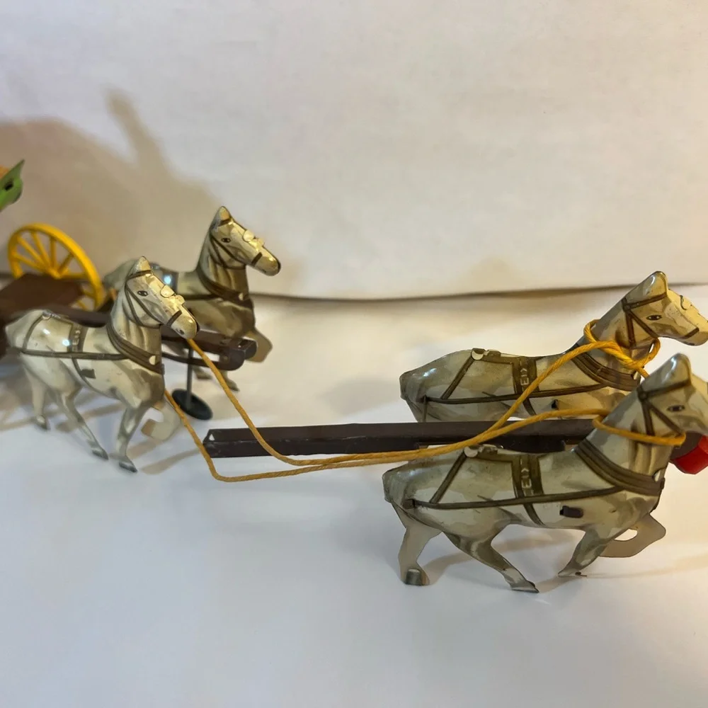 Vintage tin toy Northwestern Stage coach with horses , box and brochure. - Picture 5 of 14